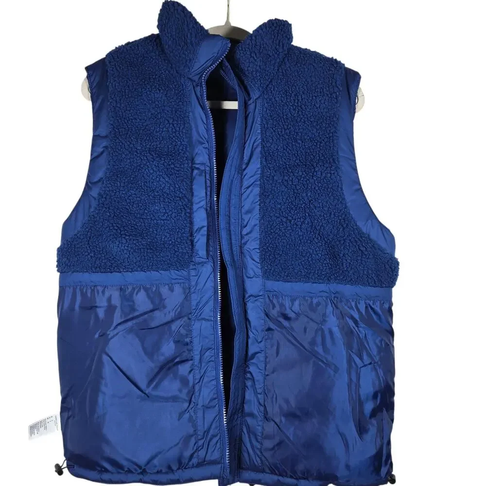 American Eagle Puffer Vest‎ Mens Small NEW Blue Sherpa Water Resistant